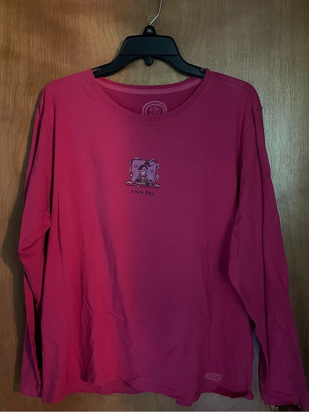 Raspberry Pink Long Sleeve "Snow Day" Graphic Tee